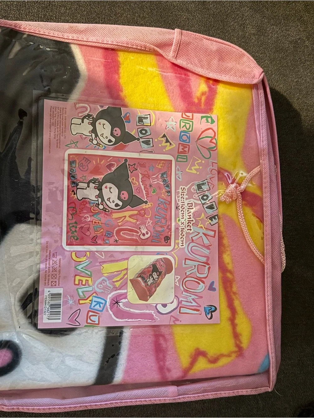 Sanrio Kuromi Pink Kids Blanket with Multicolor Graphics